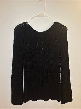 Black Long-Sleeve Knit Sweater